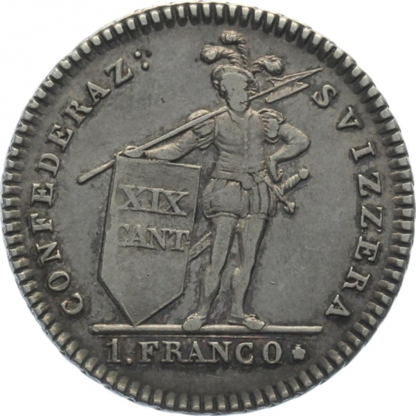Tessin 1 Franken 1813 - ohne Münzzeichen *